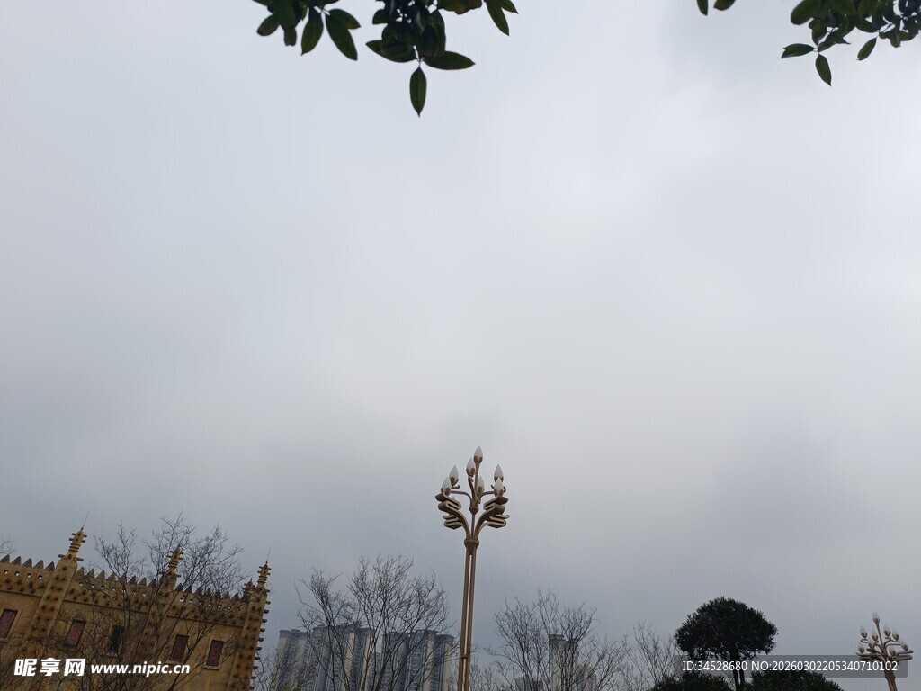 阴天中的路灯与建筑