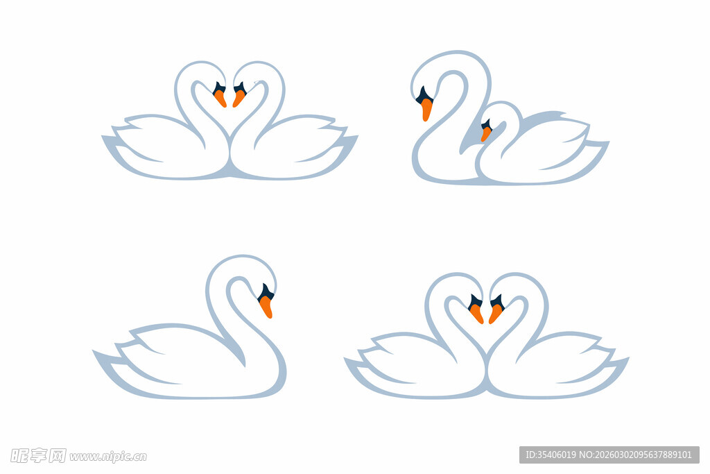 天鹅爱心图案