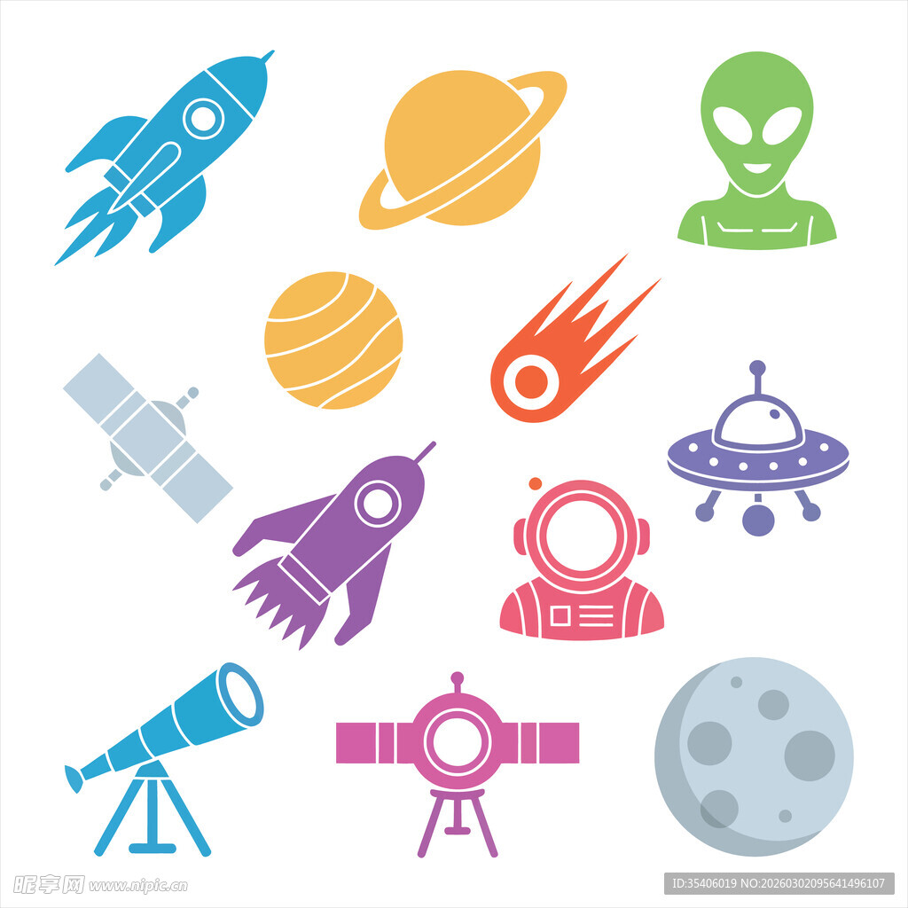 太空探索元素图标