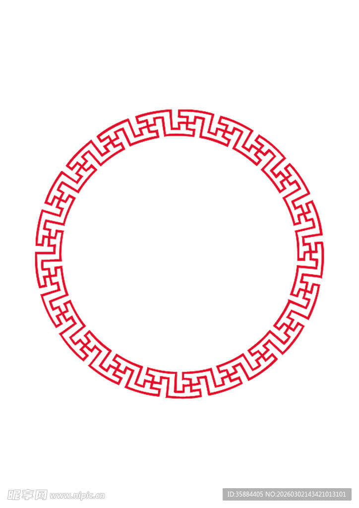 中式红色花纹圆形边框