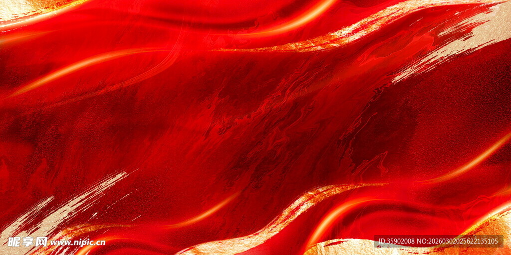 红色动感绸带飘动