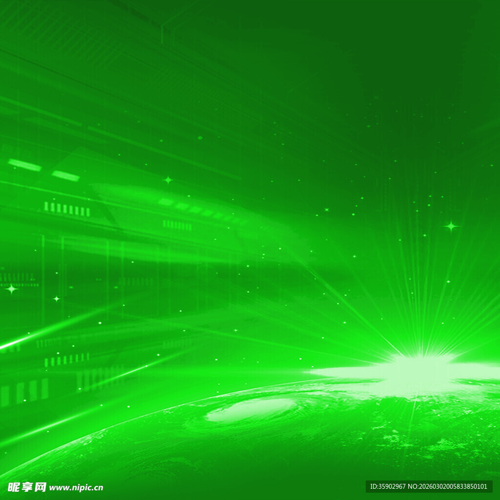 绿色炫光科技感背景图
