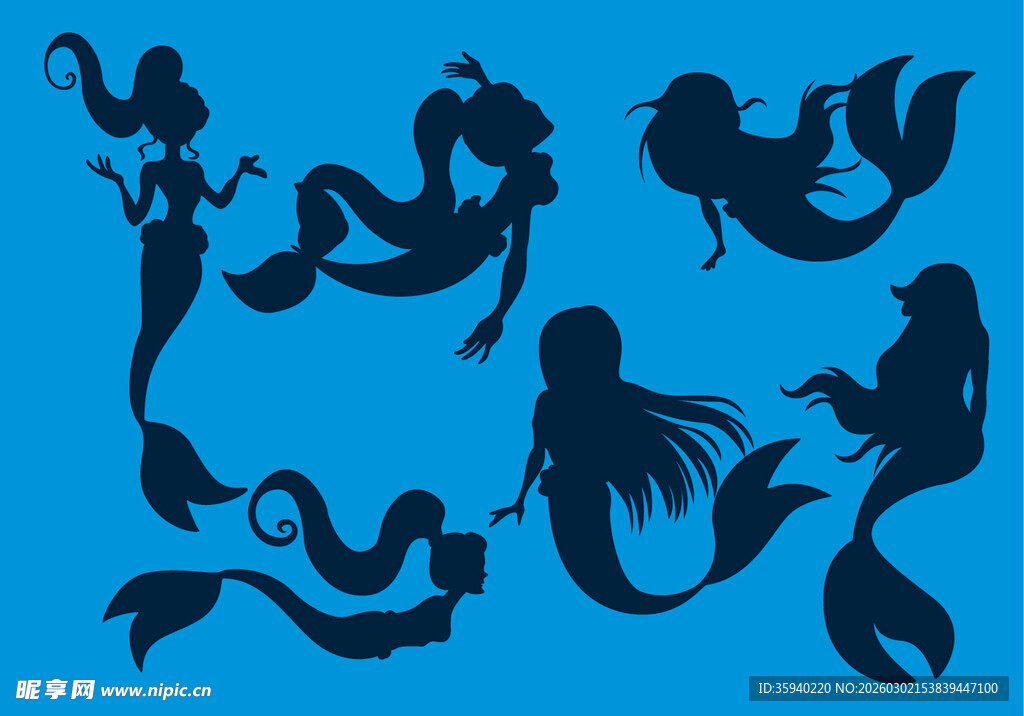 美人鱼剪影图案