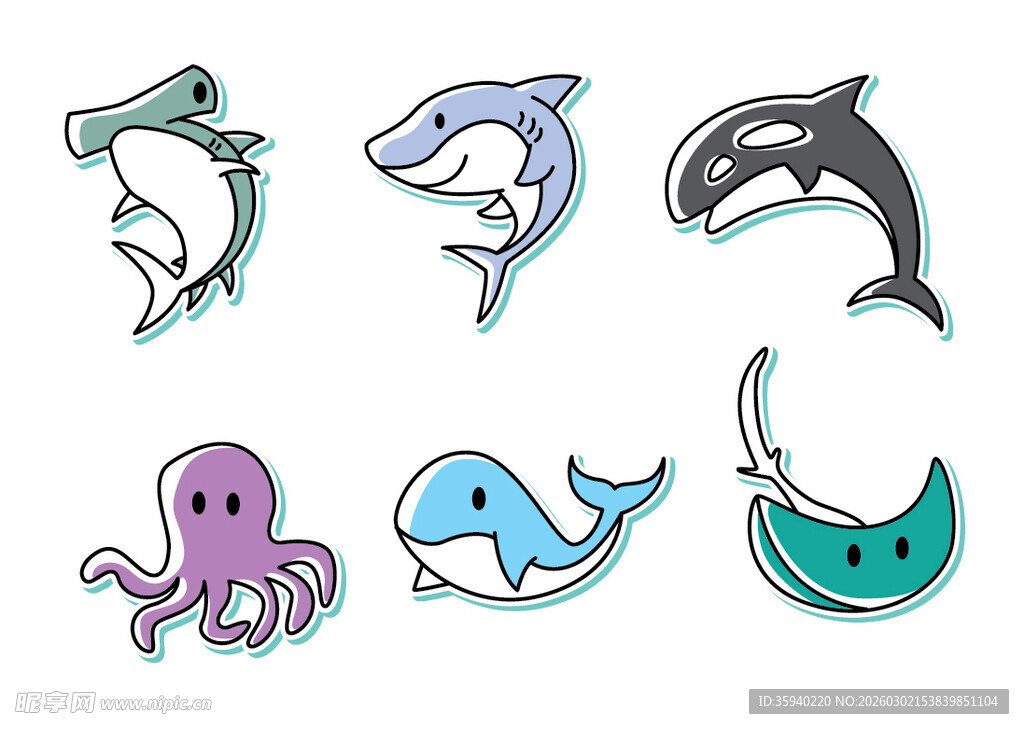 海洋动物卡通图标