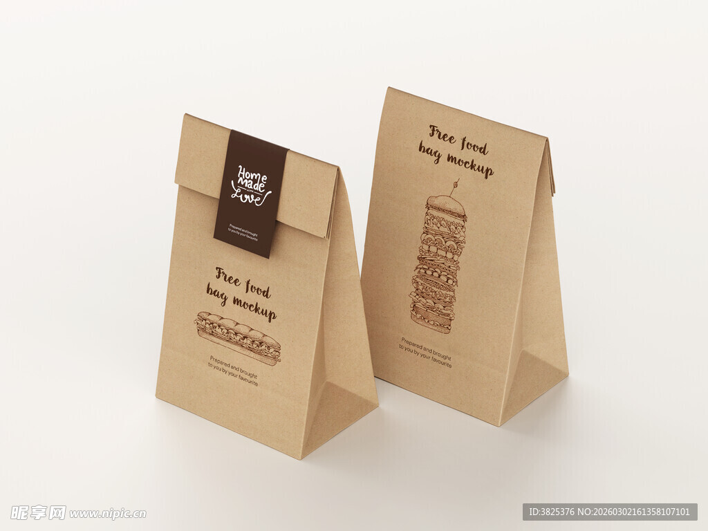 牛皮纸食品包装袋展示样机