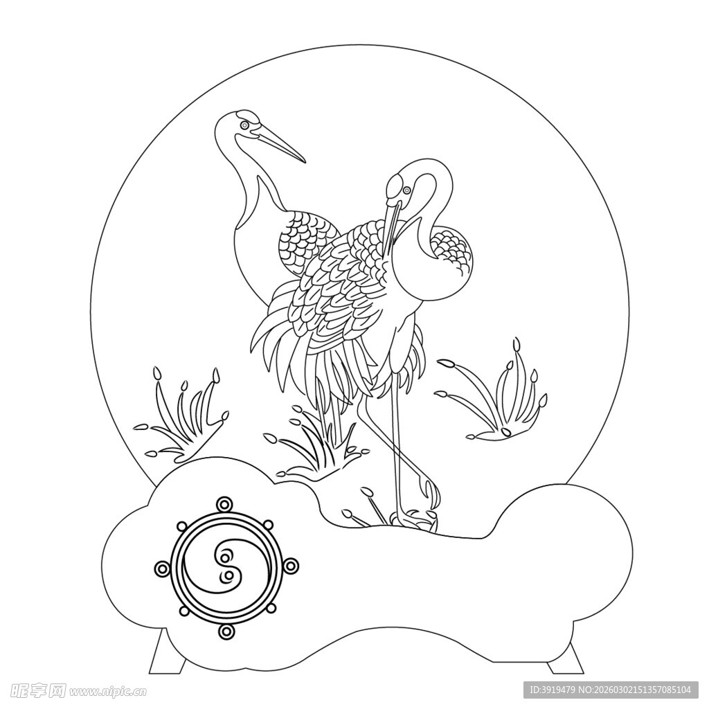 白鹤装饰图案设计元素