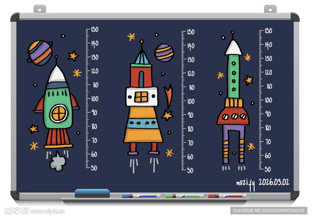 白板背景 儿童身高贴