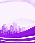 紫色城市天际线背景图