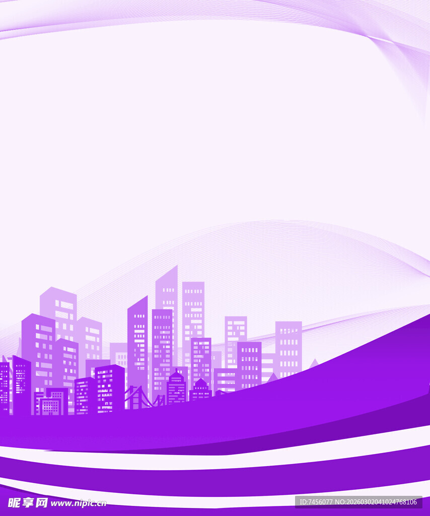 紫色城市天际线背景图