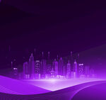 紫色梦幻城市夜景