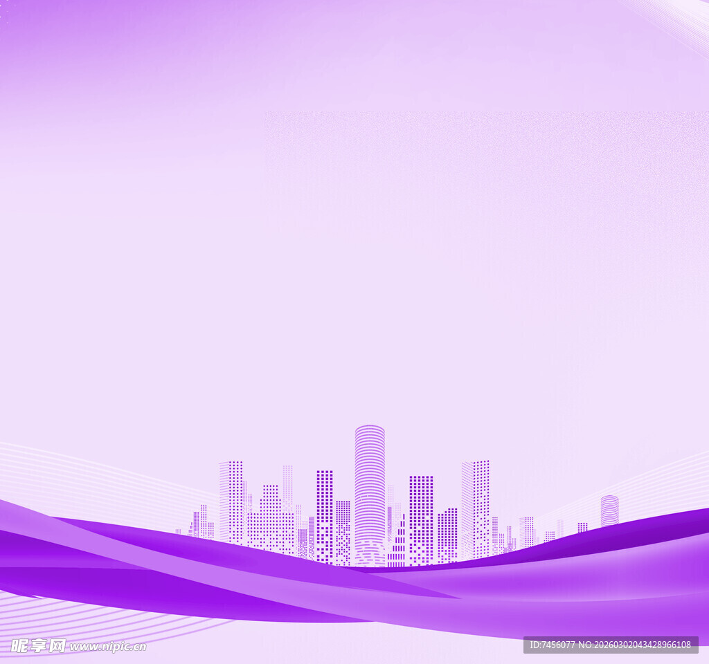 紫色城市天际线背景图