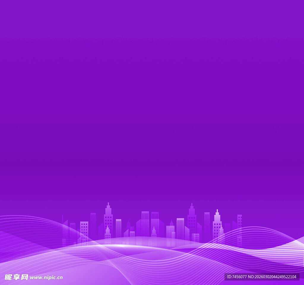 紫色梦幻城市线条背景图