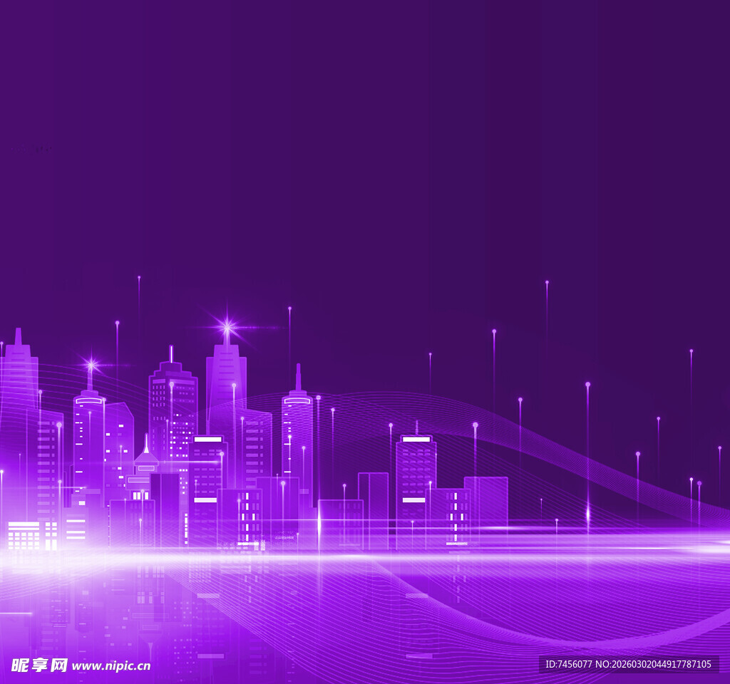 紫色梦幻城市夜景