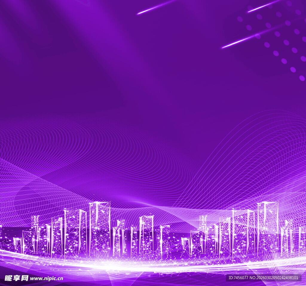 紫色科技风城市夜景背景图