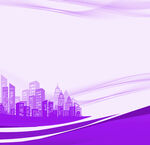 紫色动感城市天际线背景