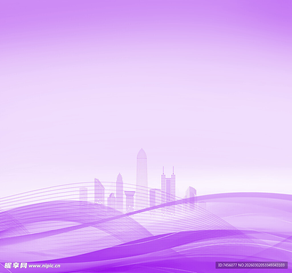 紫色城市波浪背景图