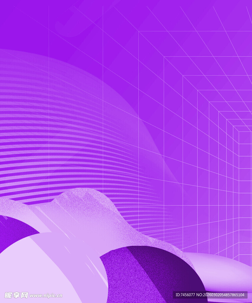 紫色抽象几何艺术场景
