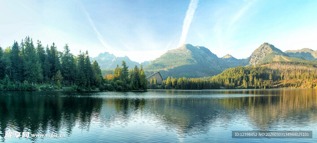 宁静山水湖景自然风光图