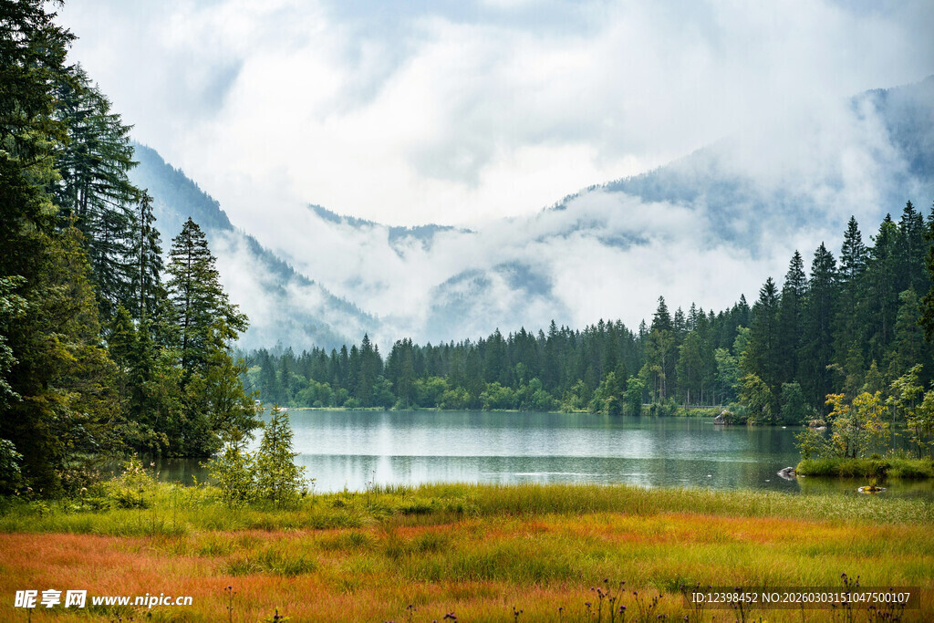 湖畔山林美景