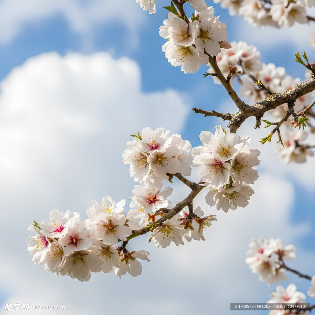 枝头绽放的美丽杏花