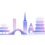 城市地标建筑剪影