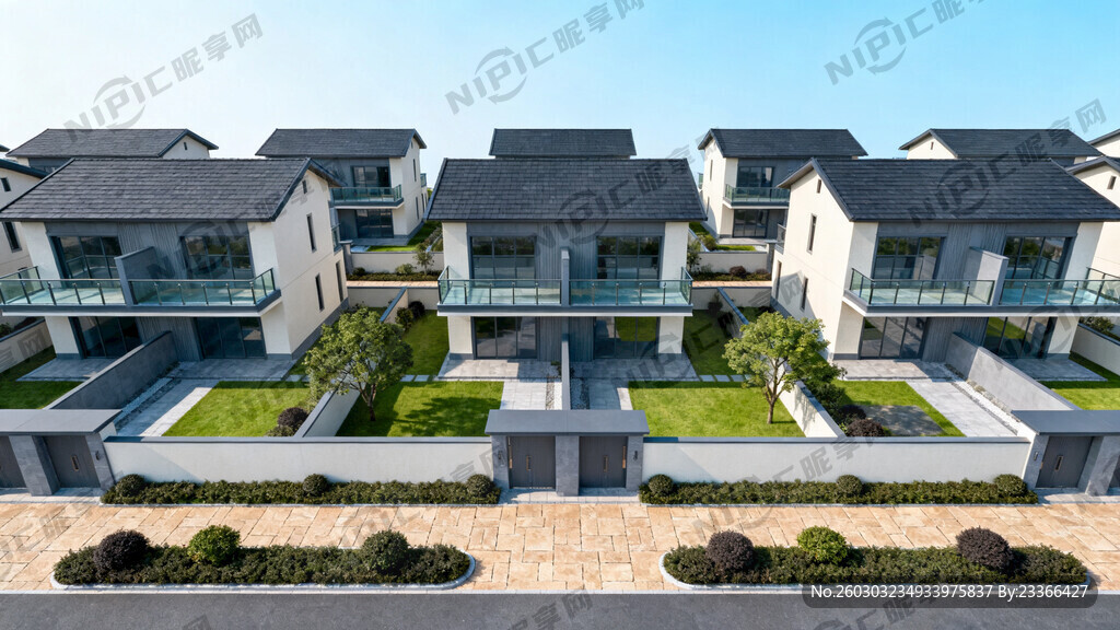 现代时尚带庭院、阳台别墅群规划