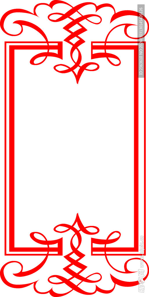红色中式边框装饰图案