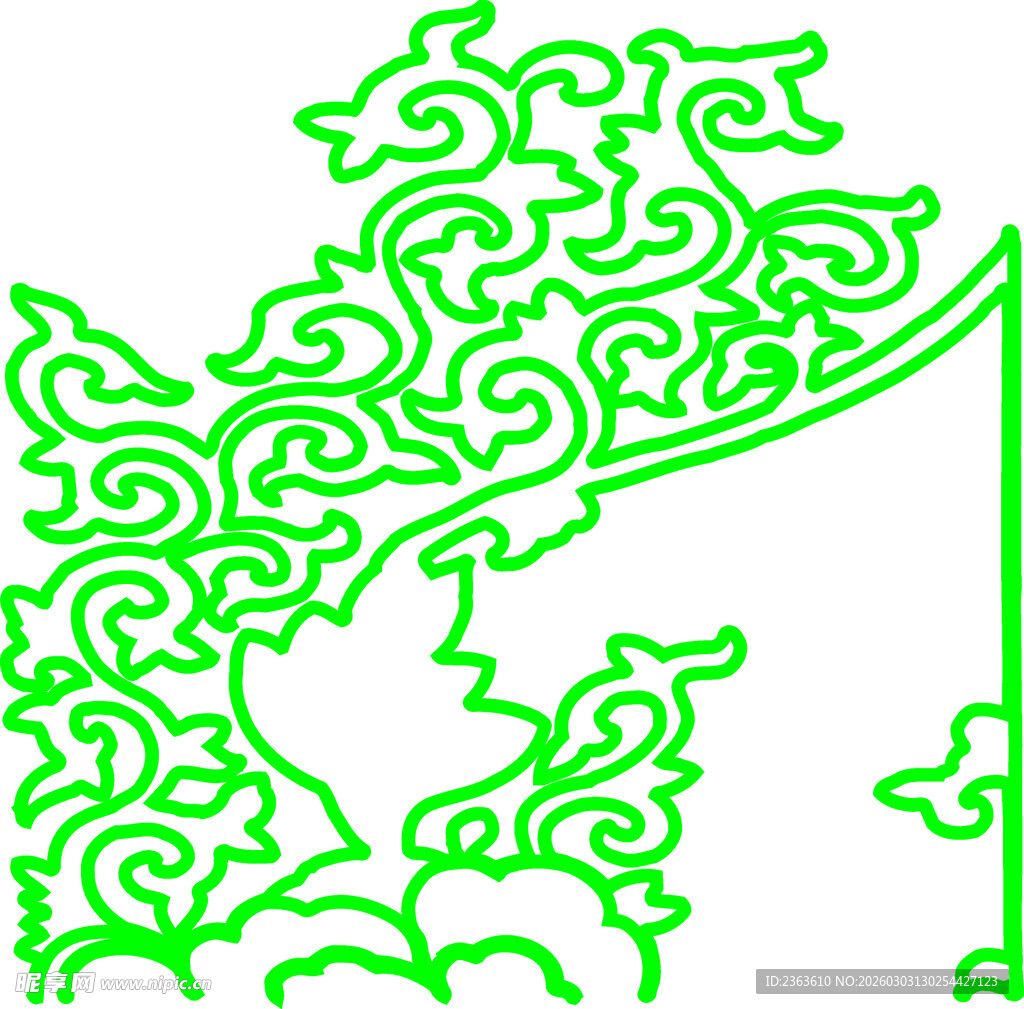 中式绿色龙纹装饰图案