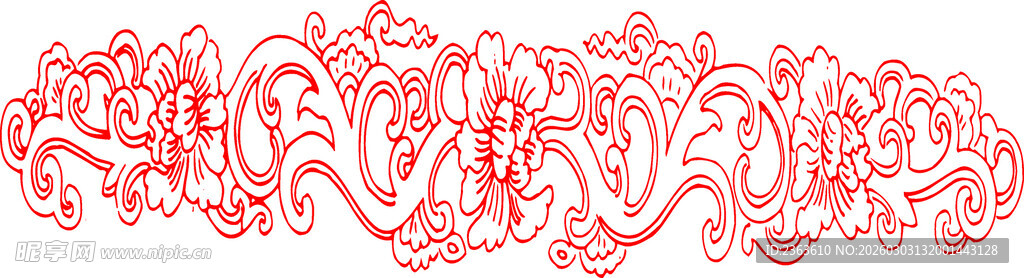红色花纹装饰图案