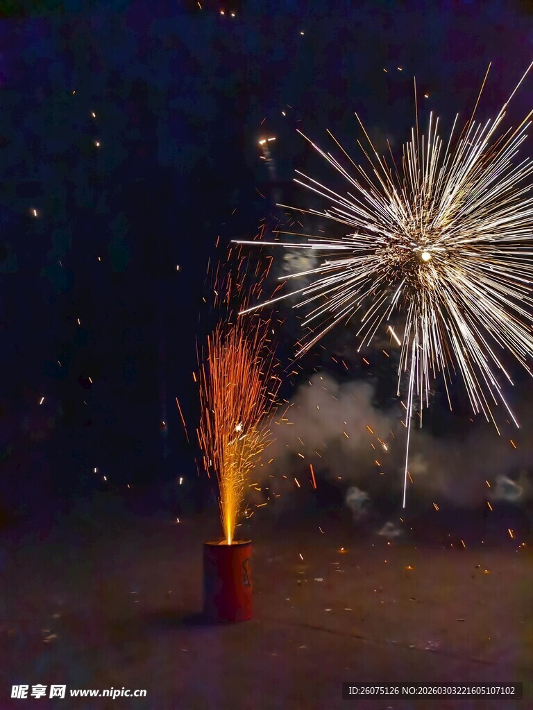 夜空中绽放的绚丽烟花