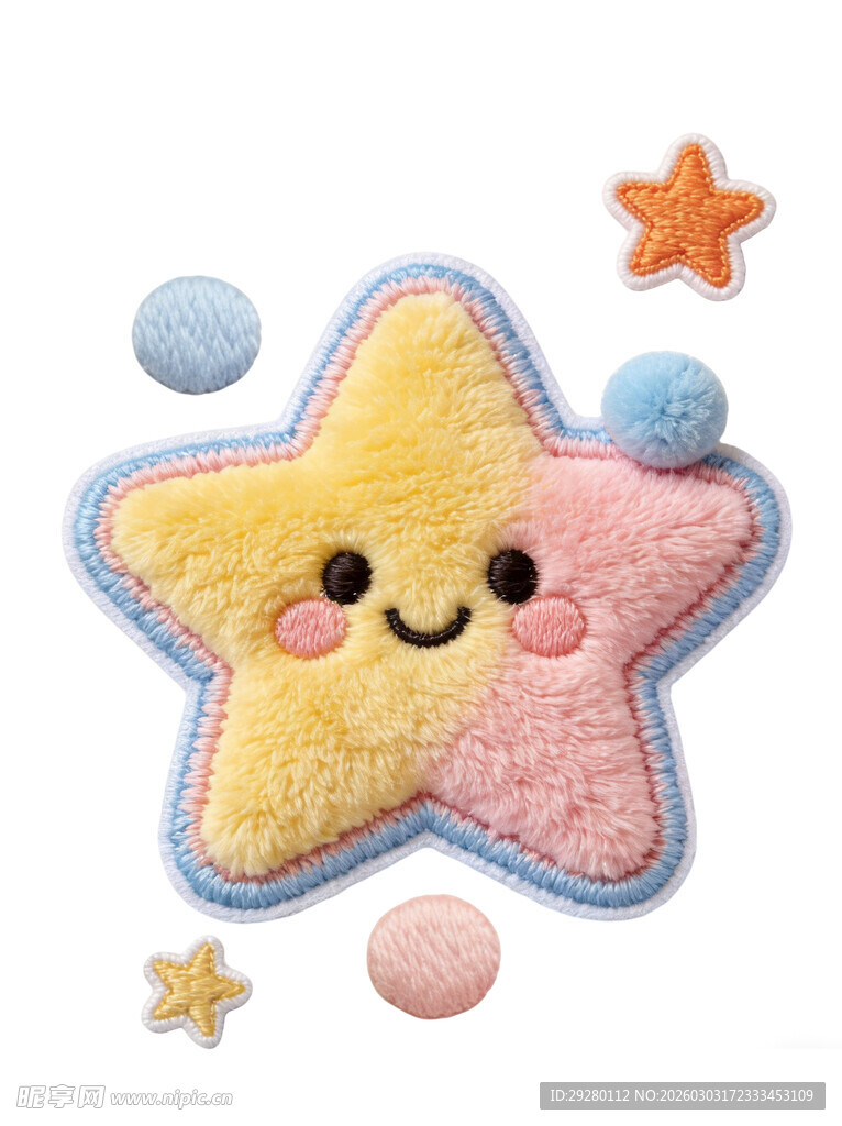 可爱双色星星刺绣贴