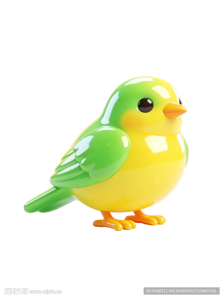 黄绿相间小鸟玩具摆件