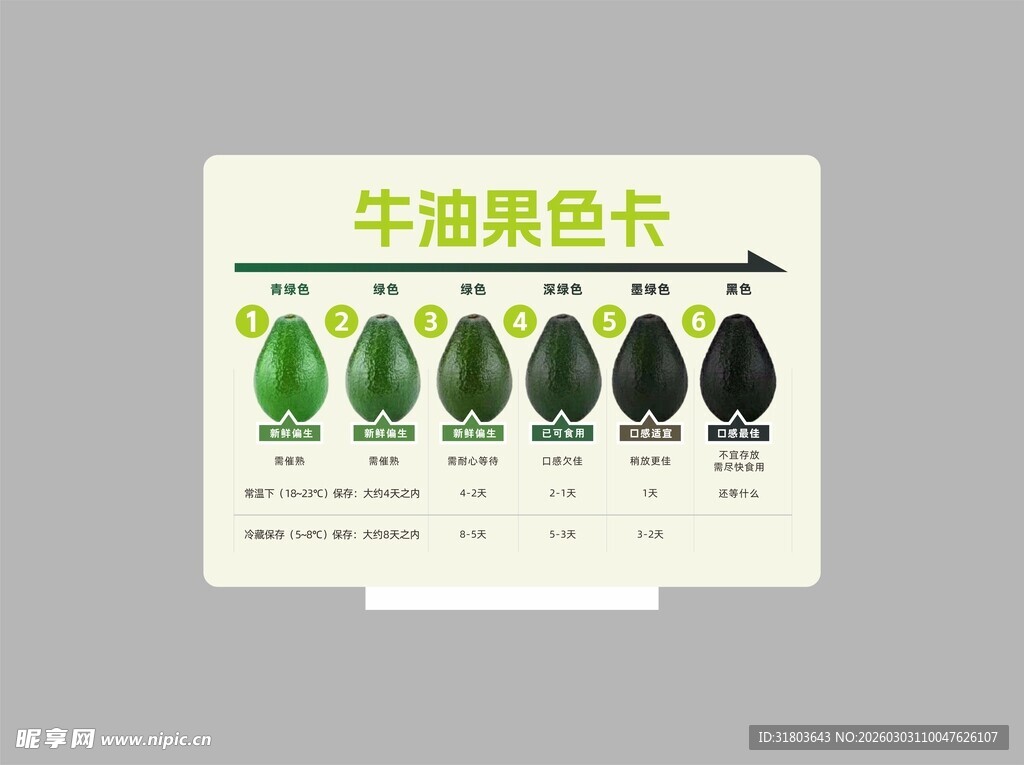 牛油果色卡展示