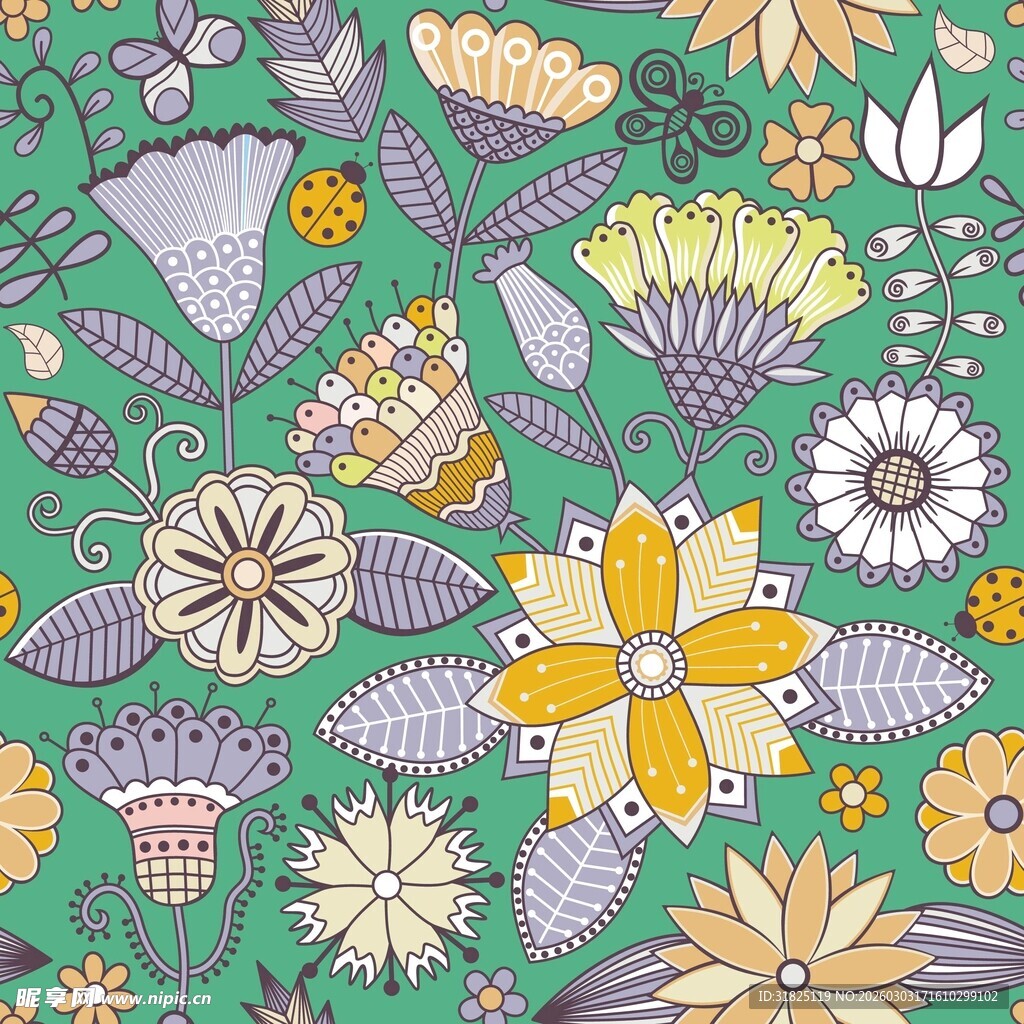 清新花卉图案多彩植物世界