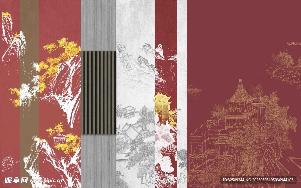 中式花卉纹理装饰图案