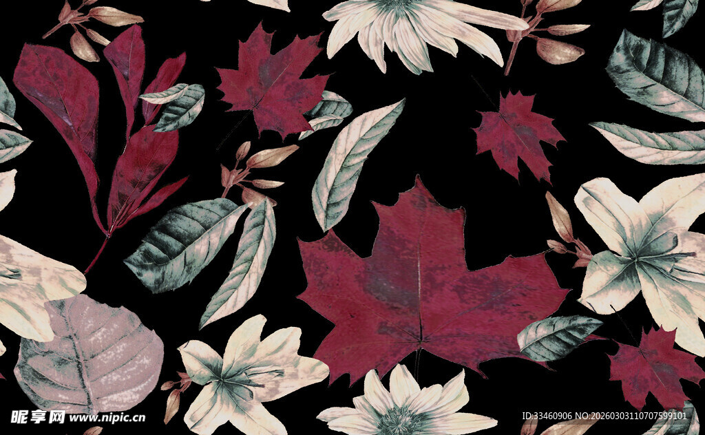 复古花卉图案织物纹理