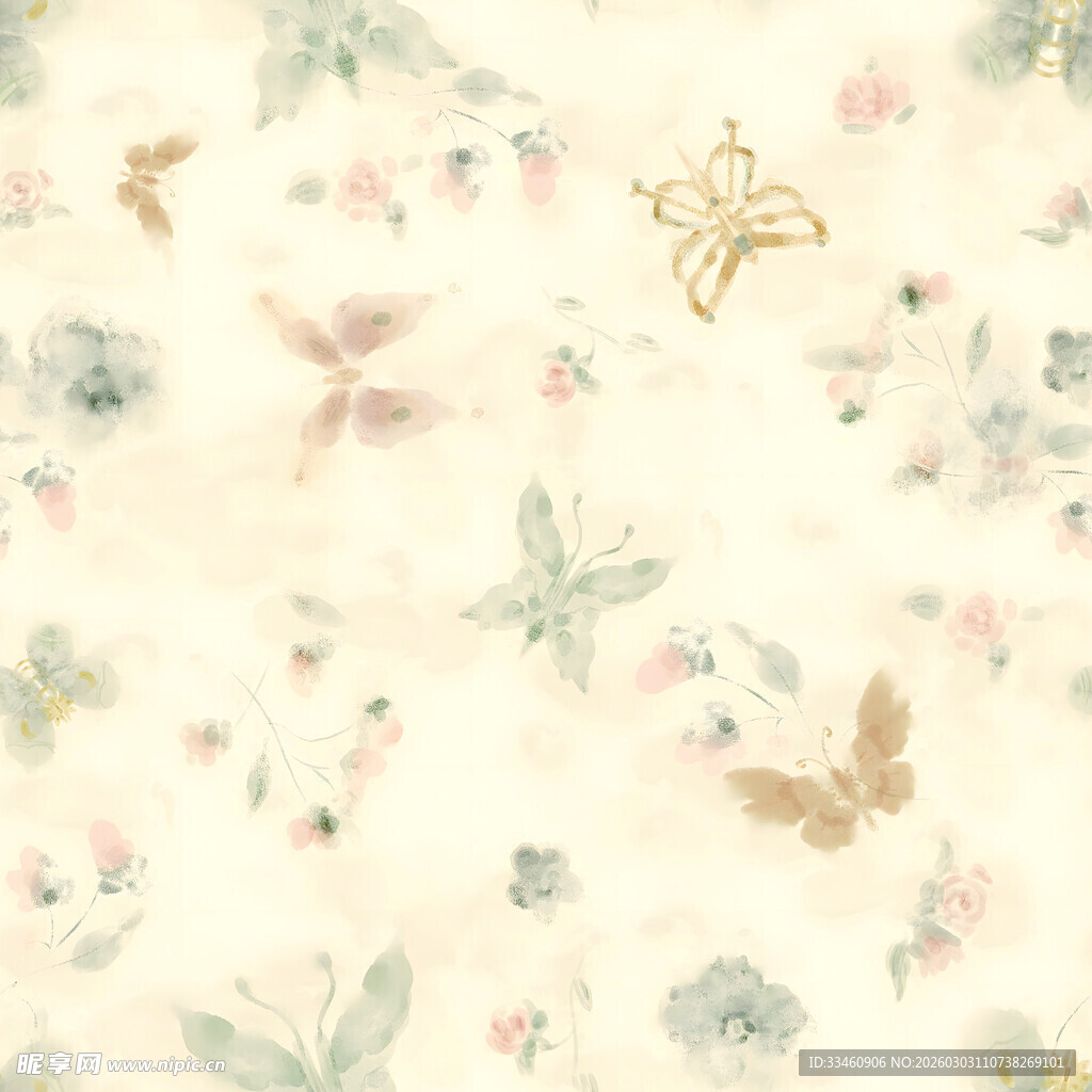 花卉蝴蝶图案的清新背景