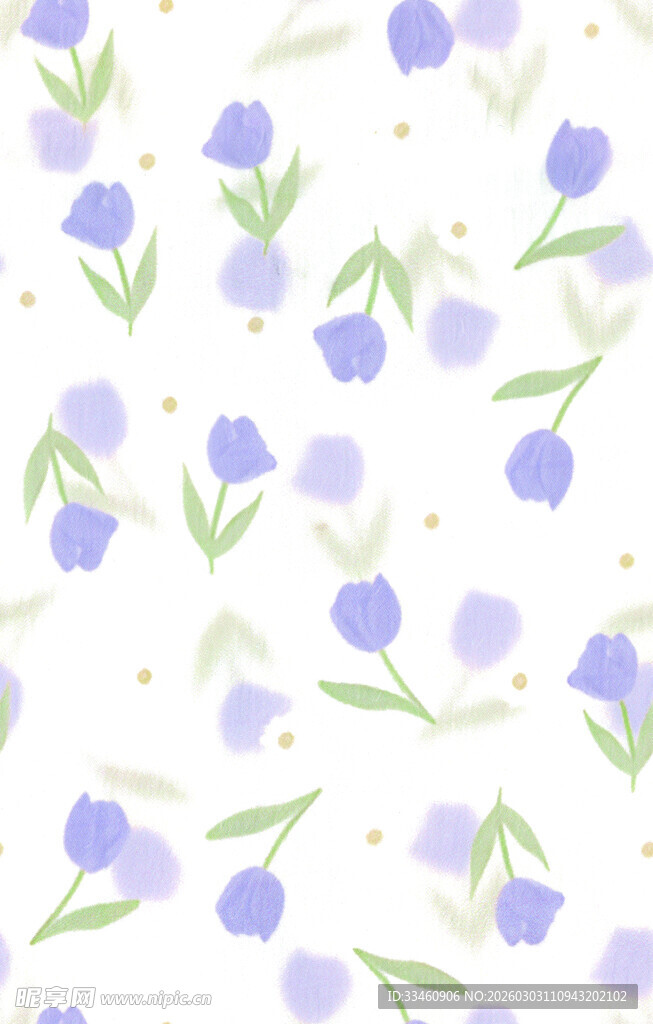 淡紫色小花清新无缝图案