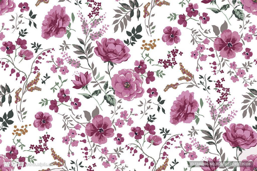 粉色花卉图案背景纹理