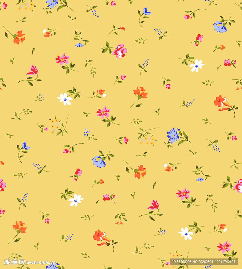 小碎花黄色花卉背景图案