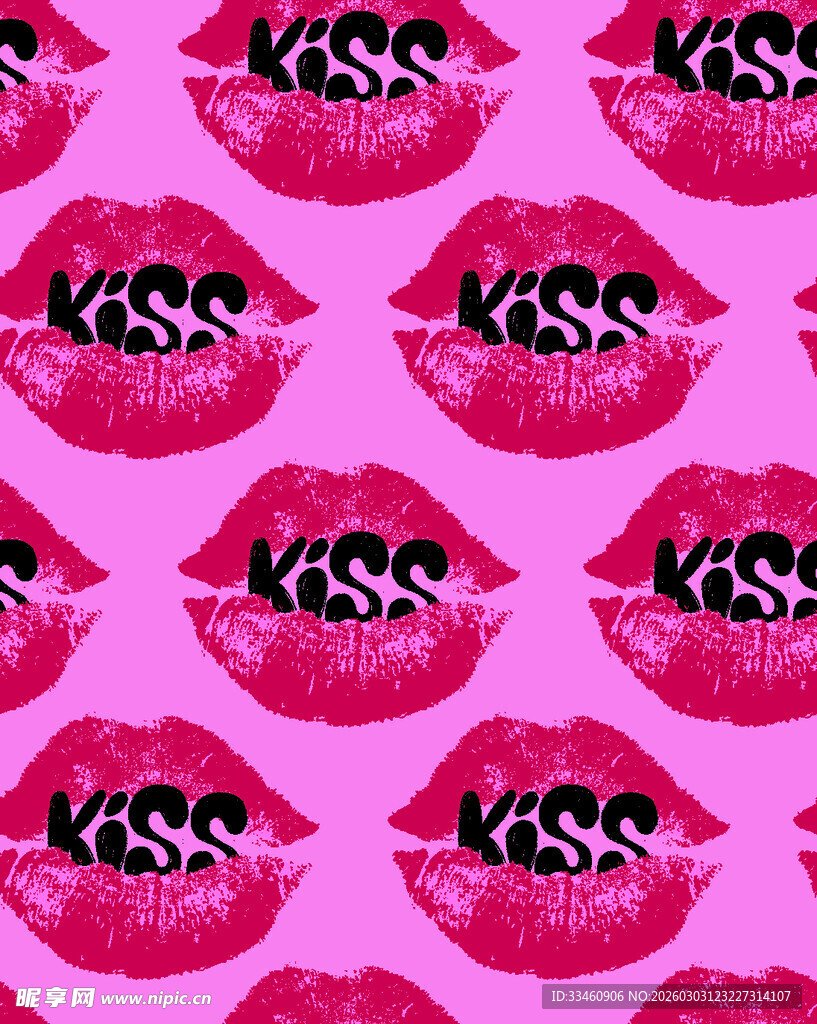 粉色嘴唇与图案背景