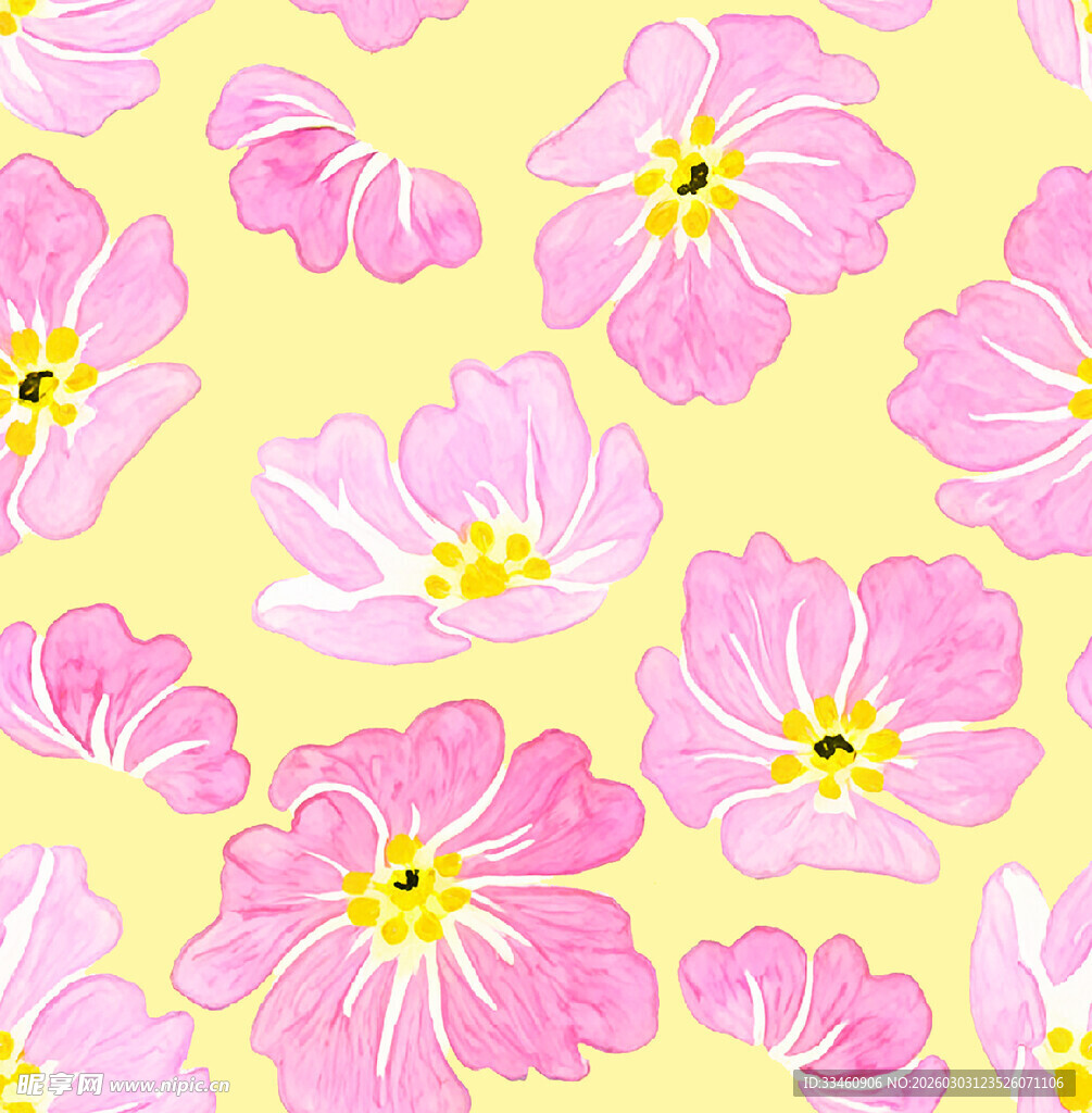 粉色花卉无缝图案背景