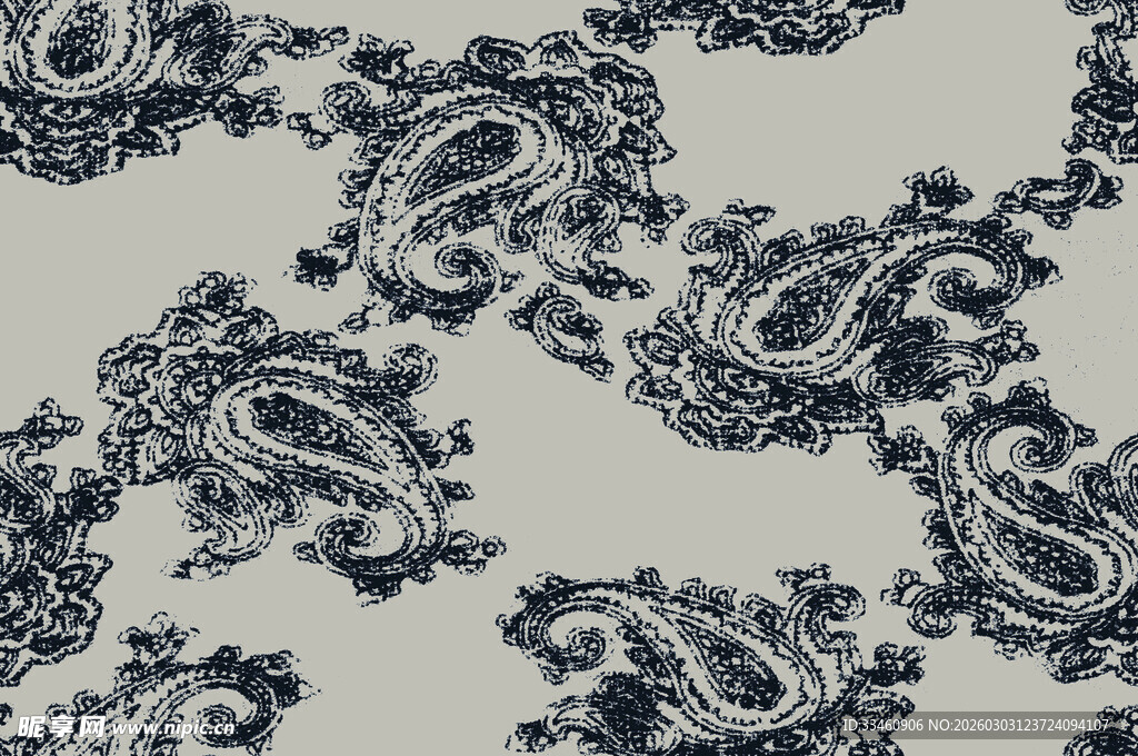 蓝白佩斯利花纹图案