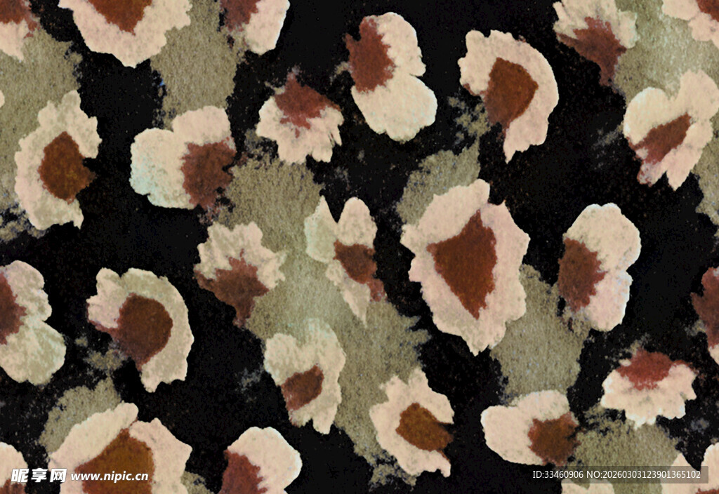 迷彩花卉图案布料纹理