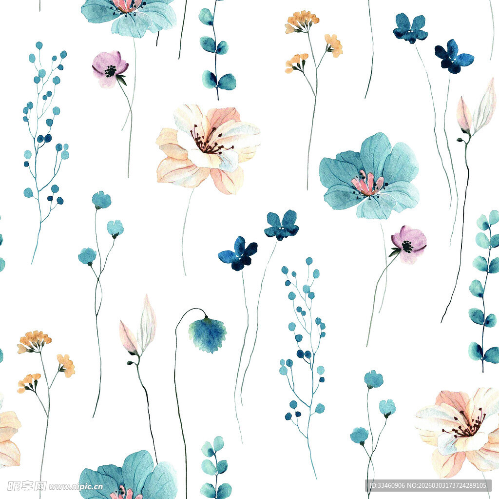 水彩花卉图案背景设计