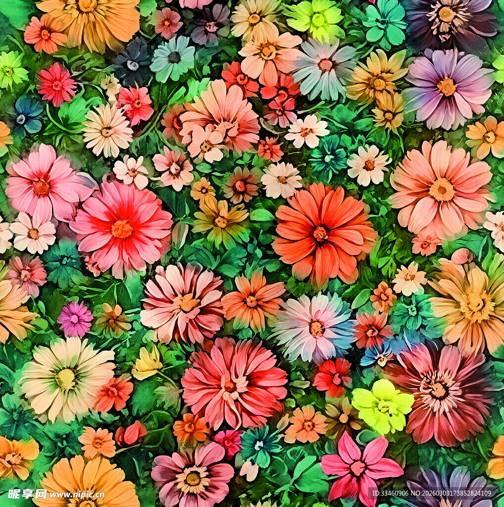 缤纷多彩花卉图案