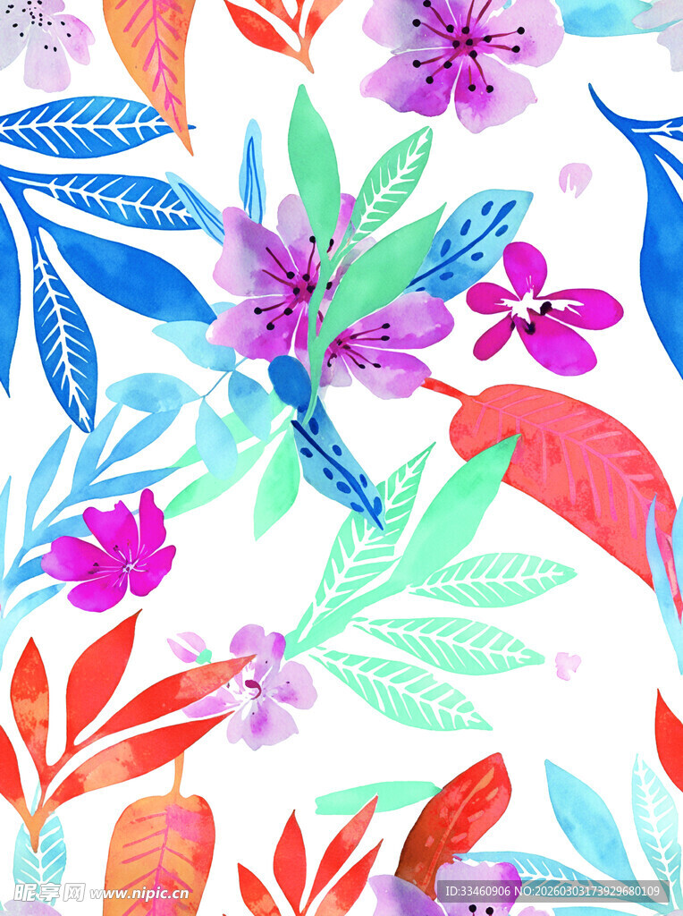 多彩花卉植物图案设计