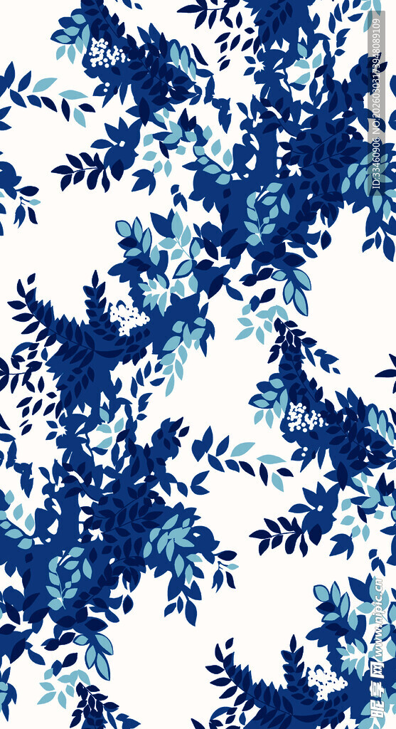 蓝白花卉图案纹理背景