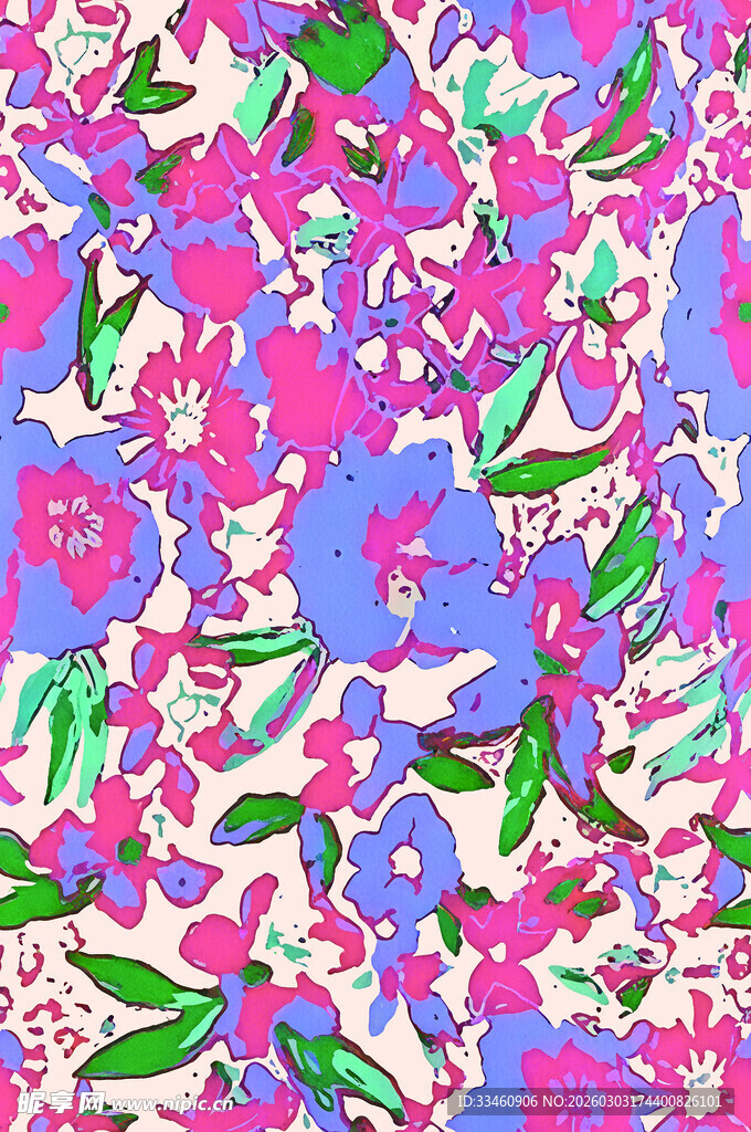 多彩花卉图案背景纹理