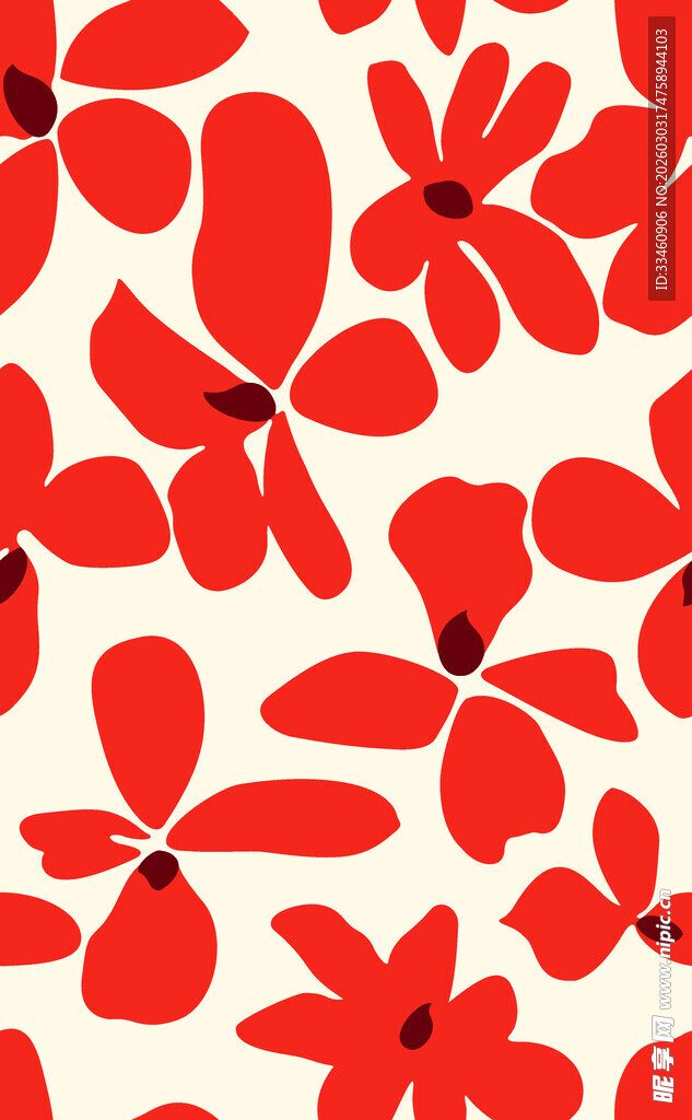 红色花卉图案背景